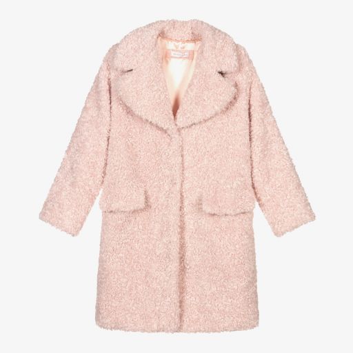 Monnalisa-Teen Girls Pink Teddy Coat | Childrensalon Outlet