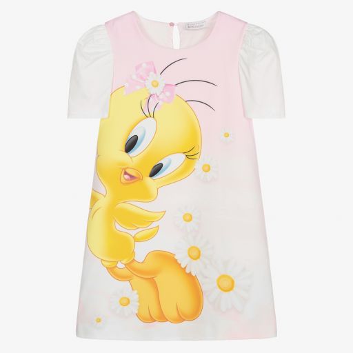 Monnalisa-Teen Girls Pink Tweety Dress | Childrensalon Outlet