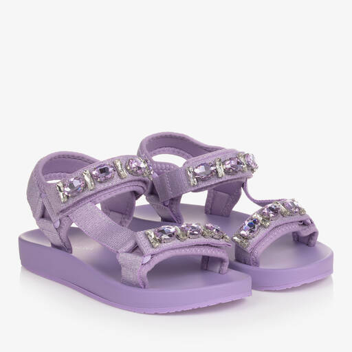 Monnalisa-Teen Girls Purple Jewelled Sandals | Childrensalon Outlet