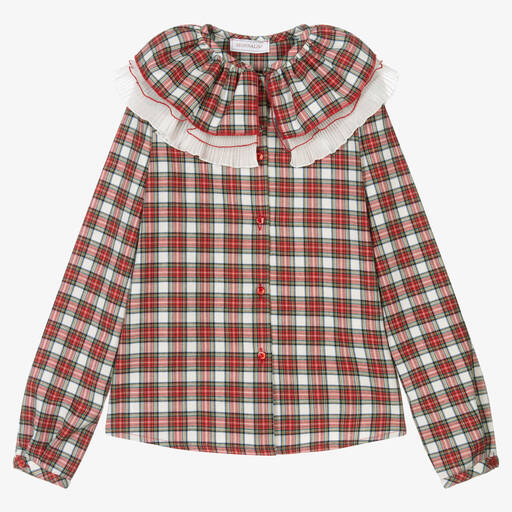 Monnalisa-Teen Girls Red Check Blouse | Childrensalon Outlet