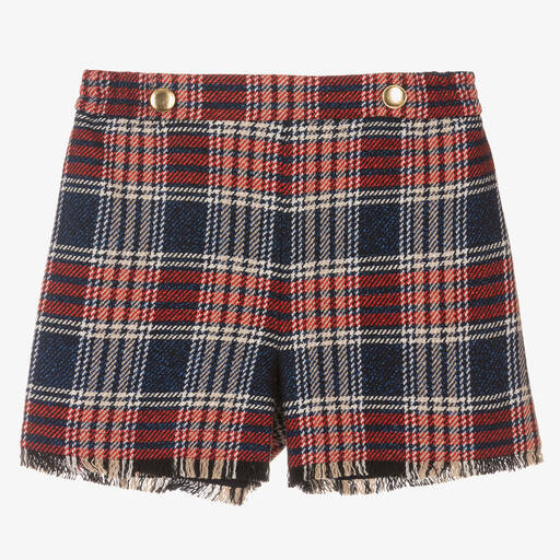 Monnalisa-Teen Girls Red Tartan Shorts  | Childrensalon Outlet