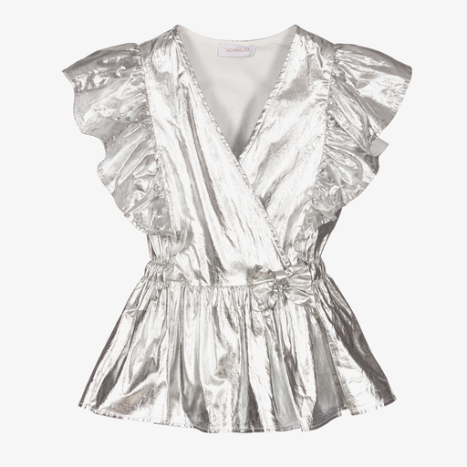 Monnalisa-Teen Girls Silver Blouse | Childrensalon Outlet