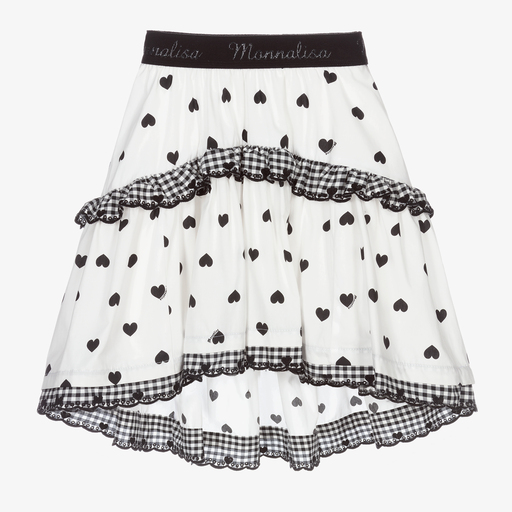 Monnalisa-Teen Girls White & Black Skirt | Childrensalon Outlet