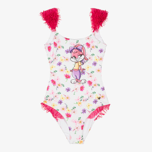 Monnalisa-Teen Lola Bunny Badeanzug weiß/rosa | Childrensalon Outlet