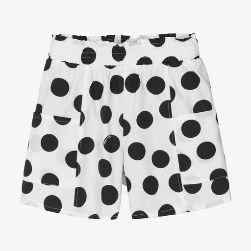 Monnalisa-Teen Girls White Polka Dot Cotton Shorts | Childrensalon Outlet