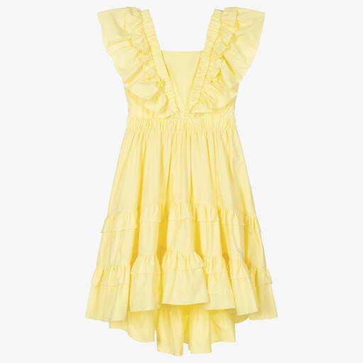 Monnalisa-Robe jaune en coton ado fille | Childrensalon Outlet