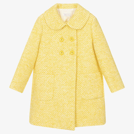 Monnalisa-Teen Girls Yellow Tweed Coat | Childrensalon Outlet