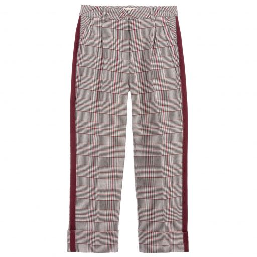 Monnalisa Chic-Teen Grey Check Trousers | Childrensalon Outlet