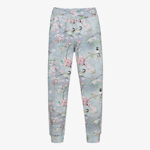 Monnalisa-Graue Teen Jogginghose mit Blumen | Childrensalon Outlet