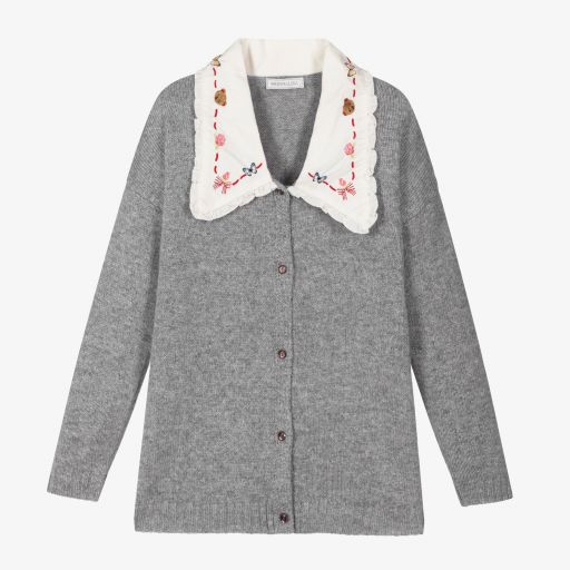 Monnalisa-Teen Grey Knitted Cardigan | Childrensalon Outlet