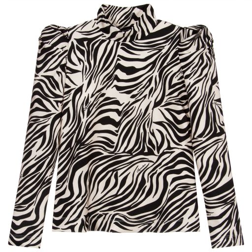 Monnalisa-Teen Ivory & Black Zebra Top | Childrensalon Outlet