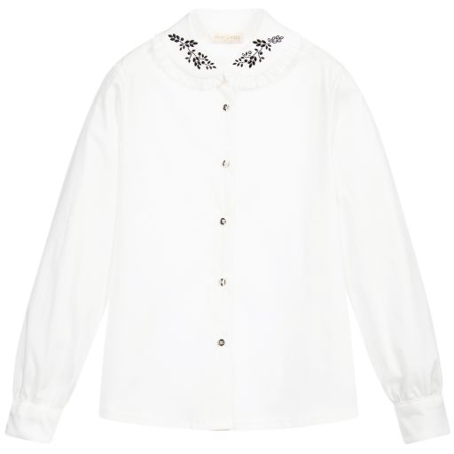 Monnalisa-Teen Ivory Cotton Blouse | Childrensalon Outlet