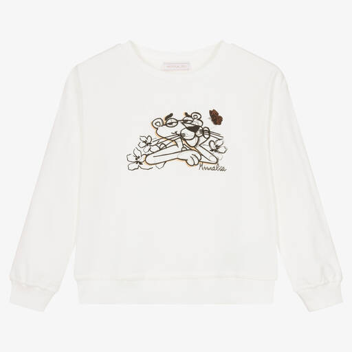 Monnalisa-Pink Panther Sweatshirt Elfenbein | Childrensalon Outlet