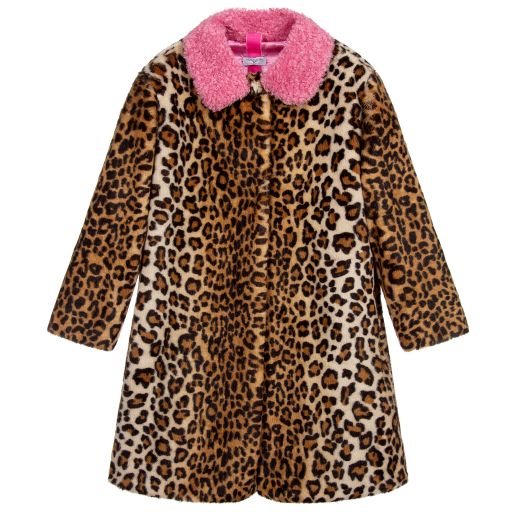 Monnalisa-Teen Leopard Faux Fur Coat | Childrensalon Outlet