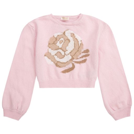 Monnalisa Chic-Teen Pink Cropped Sweater | Childrensalon Outlet