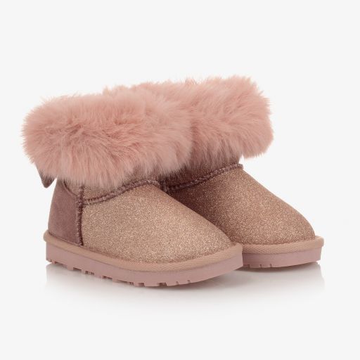Monnalisa-Teen Pink Faux Fur Boots | Childrensalon Outlet