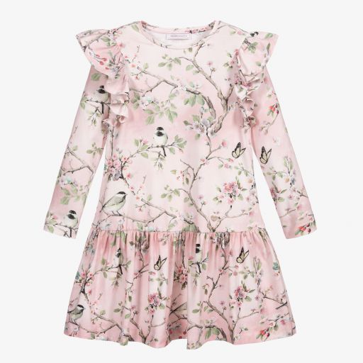 Monnalisa-Rosa Teen Jersey-Kleid mit Blumen | Childrensalon Outlet