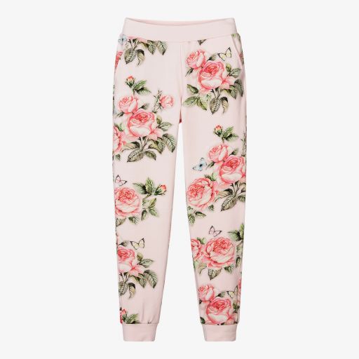 Monnalisa-Teen Pink Floral Joggers | Childrensalon Outlet
