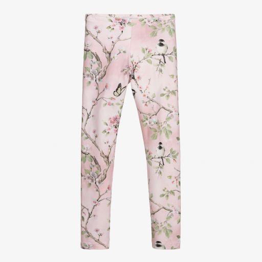 Monnalisa-Rosa Teen Leggings mit Blumen | Childrensalon Outlet