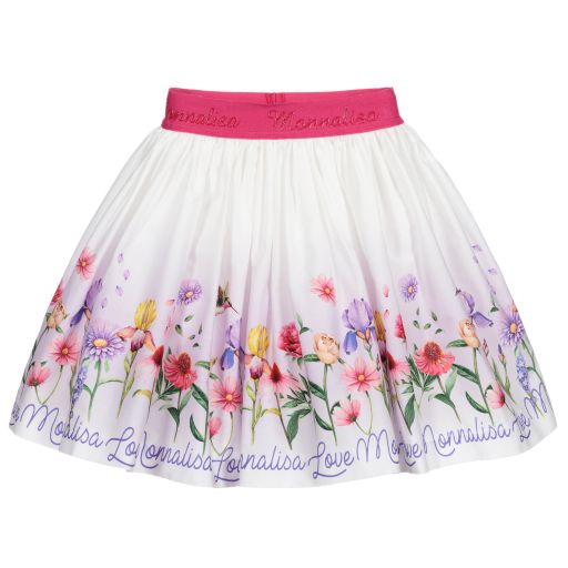 Monnalisa-Teen Pink Floral Logo Skirt | Childrensalon Outlet