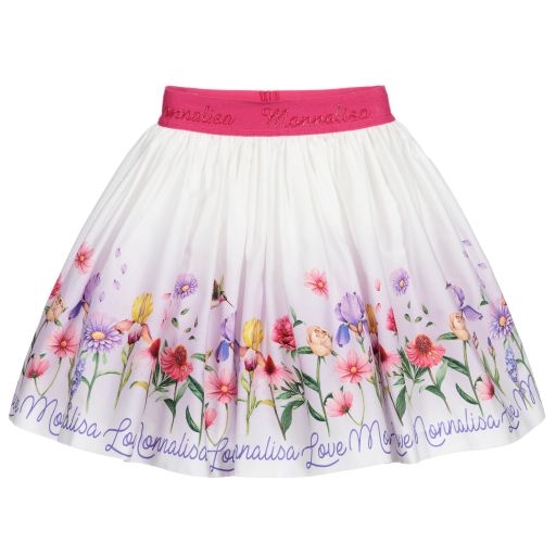 Monnalisa-Розовая юбка с цветочным логотипом для подростков | Childrensalon Outlet
