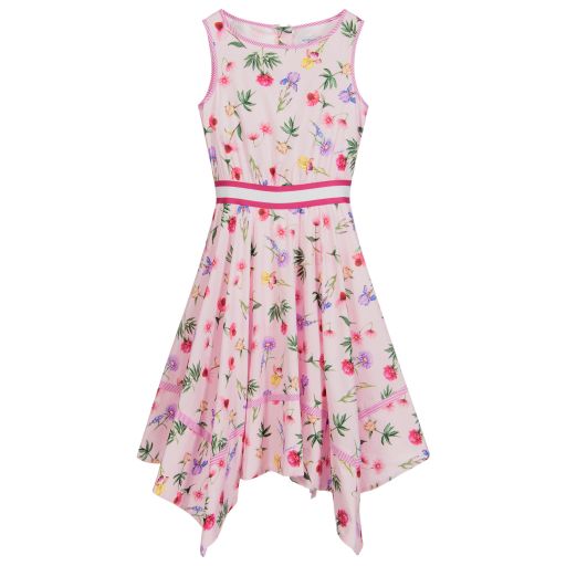Monnalisa-Teen Pink Floral Midi Dress | Childrensalon Outlet