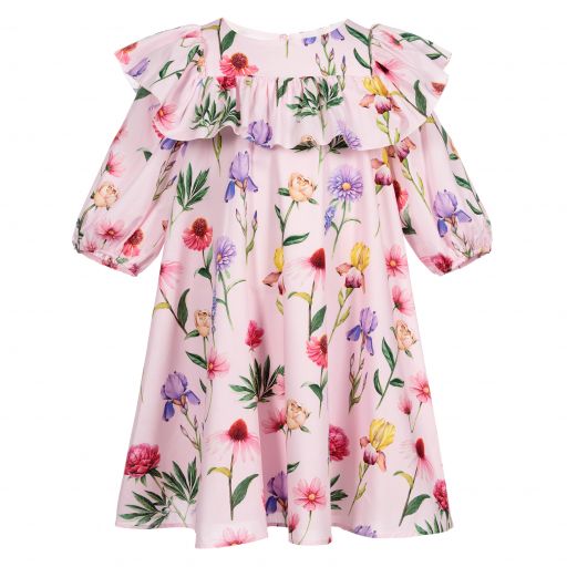 Monnalisa-Teen Pink Floral Mini Dress | Childrensalon Outlet