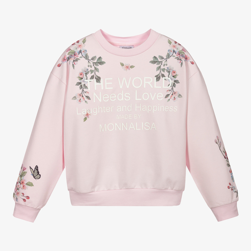 Monnalisa-Teen Pink Floral Sweatshirt | Childrensalon Outlet