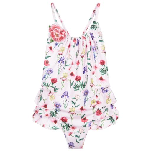 Monnalisa-Teen Pink Floral Swimsuit | Childrensalon Outlet