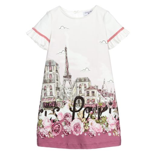 Monnalisa-Teen Pink & Ivory Shift Dress | Childrensalon Outlet