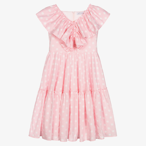 Monnalisa-Teen Pink Polka Dot Dress | Childrensalon Outlet