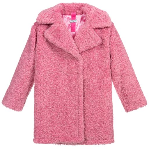 Monnalisa-Teen Pink Teddy Coat | Childrensalon Outlet