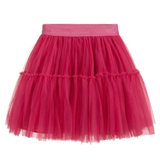 Monnalisa-Teen Pink Tulle Logo Skirt | Childrensalon Outlet