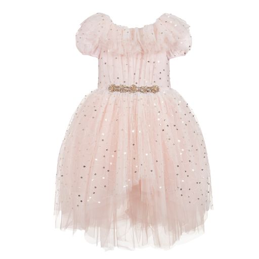 Monnalisa Couture-Teen Pink Tulle & Sequin Dress | Childrensalon Outlet