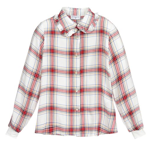 Monnalisa-Teen Red Check Disney Blouse | Childrensalon Outlet
