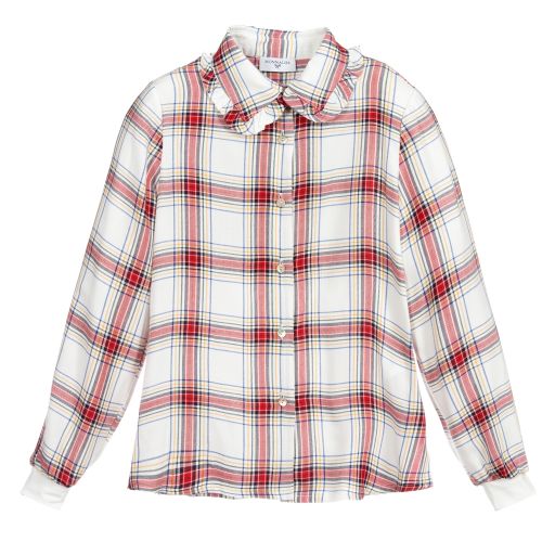 Monnalisa-Teen Red Check Disney Blouse | Childrensalon Outlet