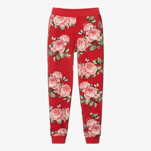 Monnalisa-Teen Red Floral Joggers | Childrensalon Outlet