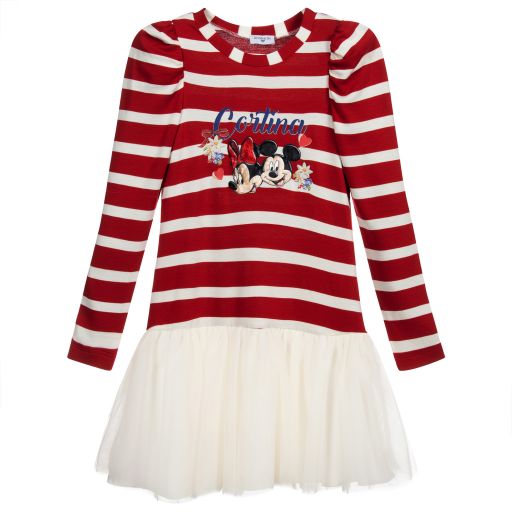 Monnalisa-Teen Red Stripe Disney Dress | Childrensalon Outlet