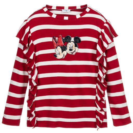 Monnalisa-Teen Red Striped Disney Top | Childrensalon Outlet