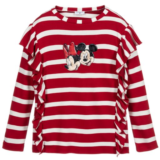 Monnalisa-Teen Red Striped Disney Top | Childrensalon Outlet