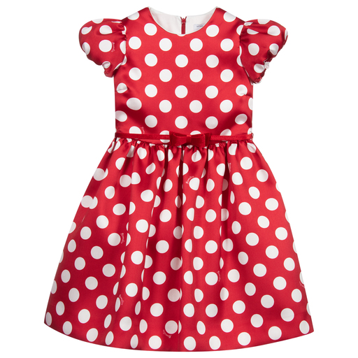 Monnalisa-Красное платье в белый горошек для подростков | Childrensalon Outlet