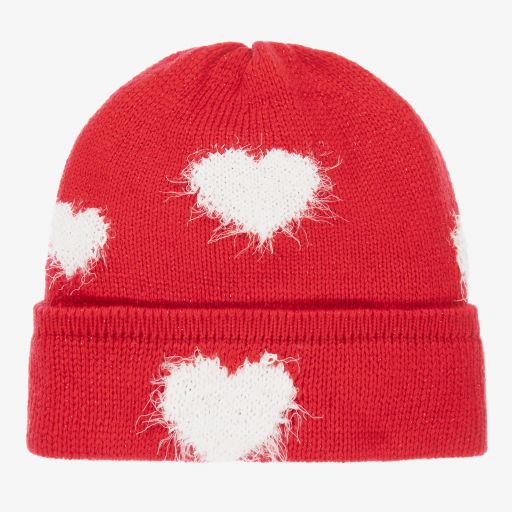Monnalisa-Teen Red & White Heart Hat | Childrensalon Outlet