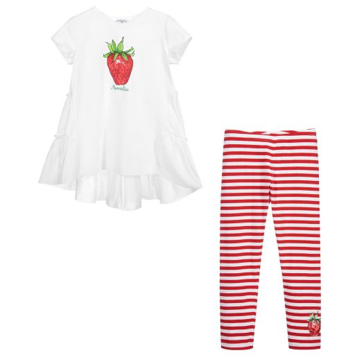 Monnalisa-Teen Red & White Leggings Set | Childrensalon Outlet