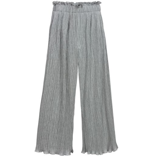 Monnalisa-Teen Silver Pleated Trousers | Childrensalon Outlet