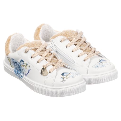 Monnalisa-Teen White Leather Trainers | Childrensalon Outlet