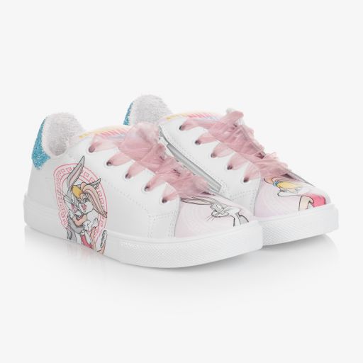 Monnalisa-Teen White Leather Trainers | Childrensalon Outlet