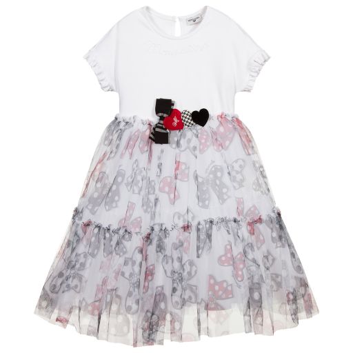 Monnalisa-Teen White Tiered Bow Dress | Childrensalon Outlet