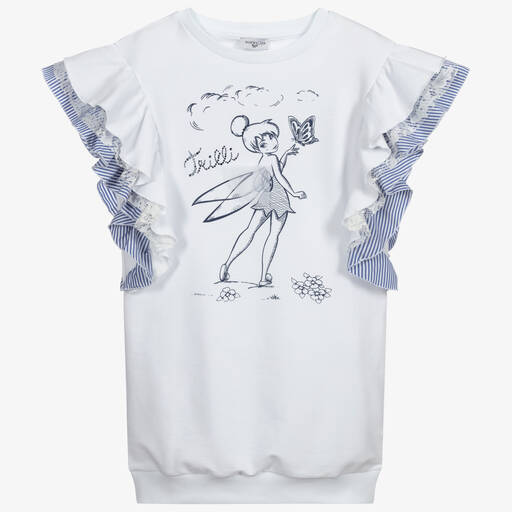 Monnalisa-Teen White Tinkerbell T-Shirt | Childrensalon Outlet