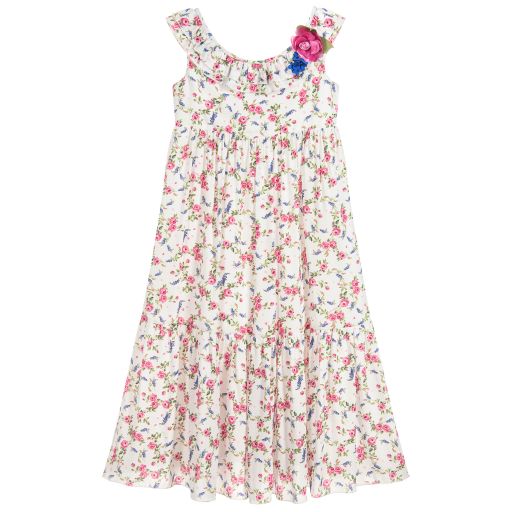 Monnalisa-Viscose Floral Maxi Dress | Childrensalon Outlet