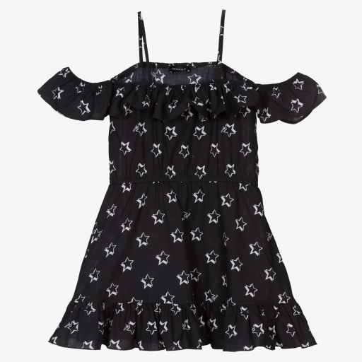 Monnalisa-Washed Black Cotton Dress | Childrensalon Outlet